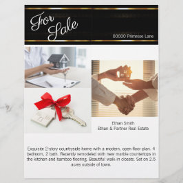 ブラック&金ゴールド実在エテートマーケティング紹介 チラシ