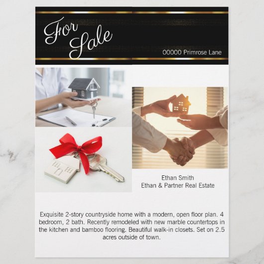 ブラック&金ゴールド実在エテートマーケティング紹介 チラシ (正面)