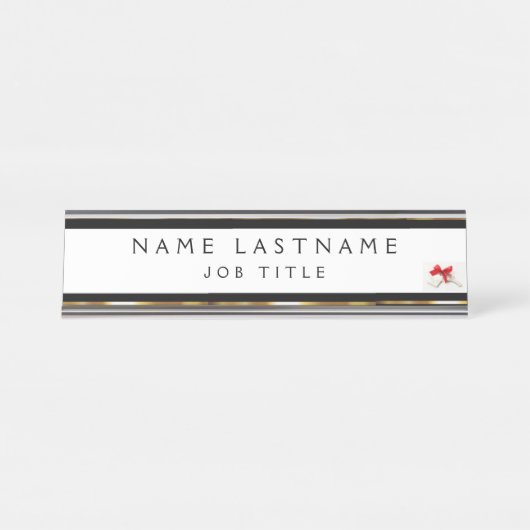 ブラック&金ゴールド実在エテートマーケティング紹介 デスクネームプレート (正面)