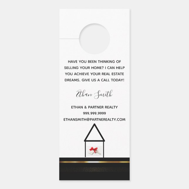 ブラック&金ゴールド実在エテートマーケティング紹介 ドアノブサイン (正面)