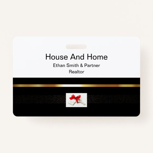 ブラック&金ゴールド実在エテートマーケティング紹介 バッジ (正面)