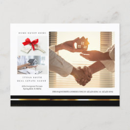 ブラック&金ゴールド実在エテートマーケティング紹介 ポストカード