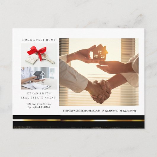 ブラック&金ゴールド実在エテートマーケティング紹介 ポストカード (正面)