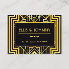 ブラック&金ゴールド幾何結婚座席表 プレイスカード