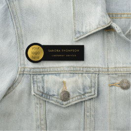 ブラック&金ゴールド従業員名事業ロゴ 名札