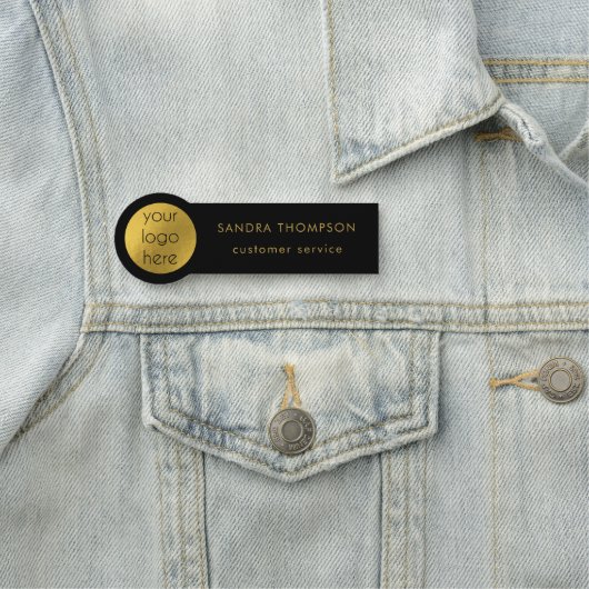 ブラック&金ゴールド従業員名事業ロゴ 名札 (インサイチュ)