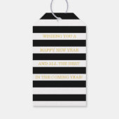 ブラック/金ゴールド応援フェイク-グリッターストライプのカスタム ギフトタグ (裏面)