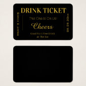 ブラック&金ゴールド応援結婚ズ飲料バウチャーチケット (正面&裏面)