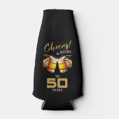ブラック&金ゴールド応援&ビール50年50誕生日 ボトルクーラー (正面)