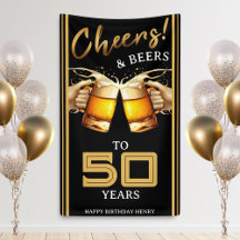 ブラック&金ゴールド応援&ビール50年50誕生日