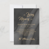 ブラック&金ゴールド悔やみや弔慰メモリサンキューカード サンキューカード (正面)