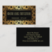 ブラック&金ゴールド愛らしい花柄の名刺 名刺 (正面/裏面)