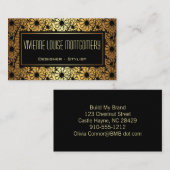 ブラック&金ゴールド愛らしい花柄の名刺 名刺 (正面/裏面)