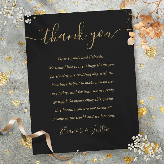 ブラック&金ゴールド披露宴サンキュー座席表 シーズンカード