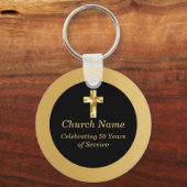 ブラック&金ゴールド教会記念日パーティー キーホルダー (正面)
