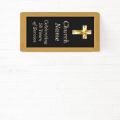 ブラック&金ゴールド教会記念日パーティー 横断幕 (インサイチュ)