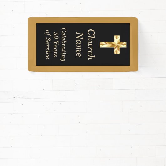 ブラック&金ゴールド教会記念日パーティー 横断幕 (インサイチュ)