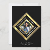 ブラック&金ゴールド斜め写真卒業パーティー 招待状 (裏面)