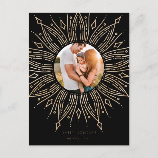 ブラック&金ゴールド日が差すことフレームアートデコクリスマス ポストカード (正面)