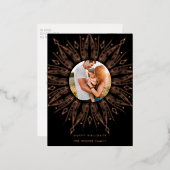 ブラック&金ゴールド日が差すことフレームアートデコクリスマス 箔シーズンポストカード (正面/裏面)