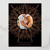 ブラック&金ゴールド日が差すことフレームアートデコクリスマス 箔シーズンポストカード (正面)