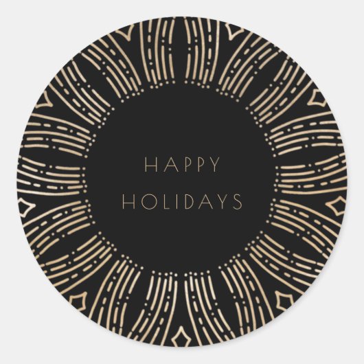 ブラック&金ゴールド日が差すことフレームアートデコホリデーズ ラウンドシール (正面)