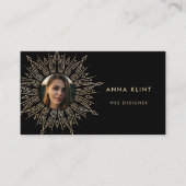 ブラック&金ゴールド日が差すことフレームアートデコ写真 名刺 (正面)