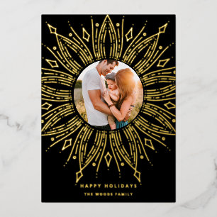 ブラック&金ゴールド日が差すことフレームアートデコ写真 箔シーズンカード