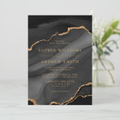 ブラック&金ゴールド書道結婚式招待状 招待状 (スタンド正面)