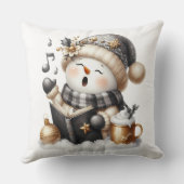ブラック&金ゴールド歌唱雪だるま クッション (裏面)