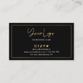 ブラック&金ゴールド歯科医ロゴラックスモダン歯科矯正医 ロイヤリティカード (裏面)