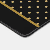ブラック&金ゴールド水玉模様名付きモノグラム デスクマット (コーナー)