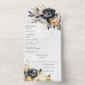 ブラック&金ゴールド牡丹オンマーブル オールインワン招待状 (内側)