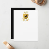 ブラック&金ゴールド王室のエンブレムシールドモノグラム ノートカード (正面/裏面インサイチュ)