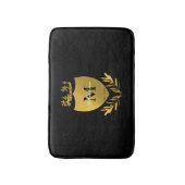 ブラック&金ゴールド王室のエンブレムシールドモノグラム バスマット (正面縦)