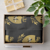 ブラック&金ゴールド王室のエンブレムシールドモノグラム 薄葉紙 (ギフト)