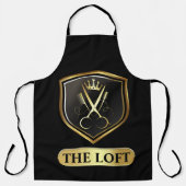 ブラック&金ゴールド理容師ショップ エプロン (正面)