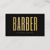 ブラック&金ゴールド理容師ヘアサロンミニマリスト 名刺 (正面)