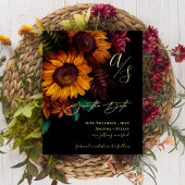 ブラック&金ゴールド秋フローラ結婚式日付を保存