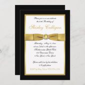 ブラック·金ゴールド第65誕生日招待状 招待状 (正面/裏面)