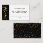 ブラック&金ゴールド紙吹雪おむつラッフルチケットカード エンクロージャーカード (正面/裏面)