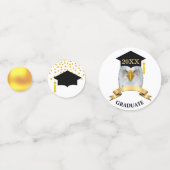 ブラック&金ゴールド紙吹雪での卒業 コンフェッティ (正面)