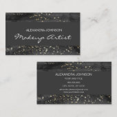 ブラック&金ゴールド紙吹雪スターメイクアップアーティスト 名刺 (正面/裏面)