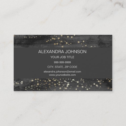 ブラック&金ゴールド紙吹雪スターメイクアップアーティスト 名刺 (裏面)