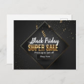 ブラック&金ゴールド紙吹雪ブラックフライデーすごいセール ポストカード (正面/裏面)