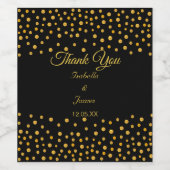 ブラック&金ゴールド紙吹雪結婚ズ ワインラベル (シングルラベル)