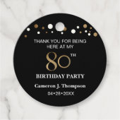 ブラック&金ゴールド紙吹雪80th Birthday Party フェイバータグ (正面)