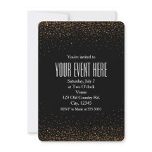 ブラック&金ゴールド素晴らしグリッターシックパーティの招待状