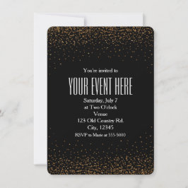 ブラック&金ゴールド素晴らしグリッターシックパーティの招待状 招待状