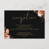 ブラック&金ゴールド素朴フローラ結婚披露宴 エンクロージャーカード (正面)